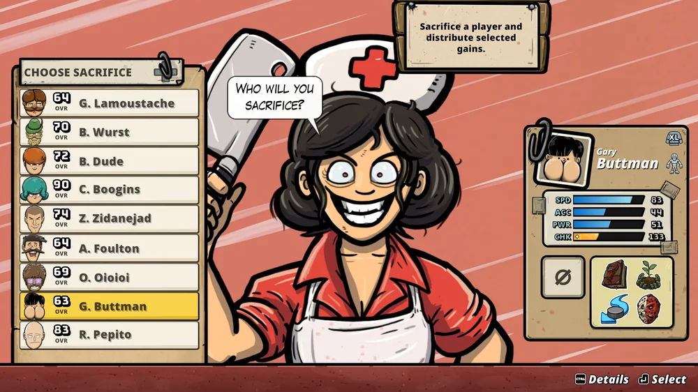 Choosing a player to sacrifice at the Infirmary